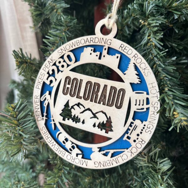 Shop Wyoming Colorado State Ornament – 3.25” Round Laser Cut Mountain Scene Christmas Decoration | Colorado Gift for Hikers, Skiers, Nature Lovers & Travelers