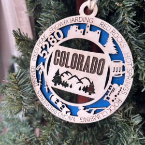 Shop Wyoming Colorado State Ornament – 3.25” Round Laser Cut Mountain Scene Christmas Decoration | Colorado Gift for Hikers, Skiers, Nature Lovers & Travelers