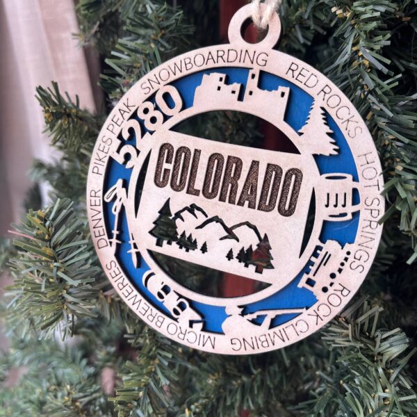 Shop Wyoming Colorado State Ornament – 3.25” Round Laser Cut Mountain Scene Christmas Decoration | Colorado Gift for Hikers, Skiers, Nature Lovers & Travelers