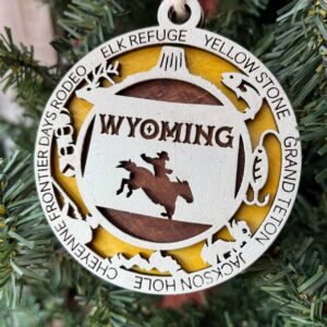 Shop Wyoming Wyoming State Ornament – Cowboy Bucking Horse Christmas Tree Decor – Cheyenne Rodeo, Yellowstone, Grand Teton, Jackson Hole