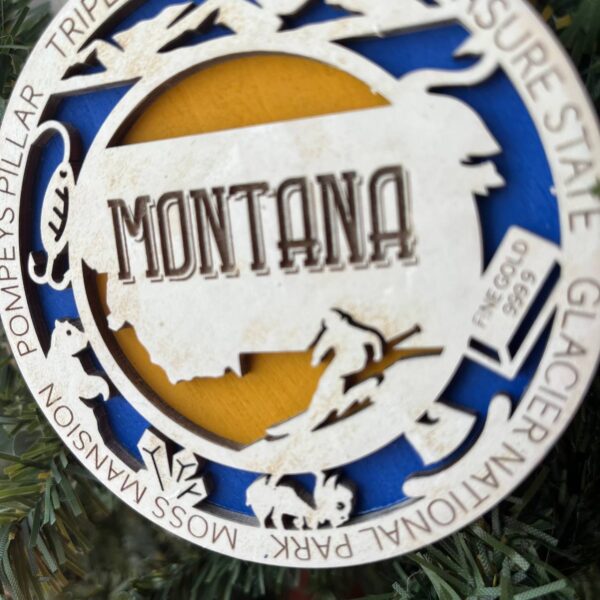 Shop Wyoming Montana State Ornament – 3.25” Round Laser Cut Western Scene Christmas Decoration | Montana Gift for Outdoor Enthusiasts, Ranchers & Treasure State Travelers
