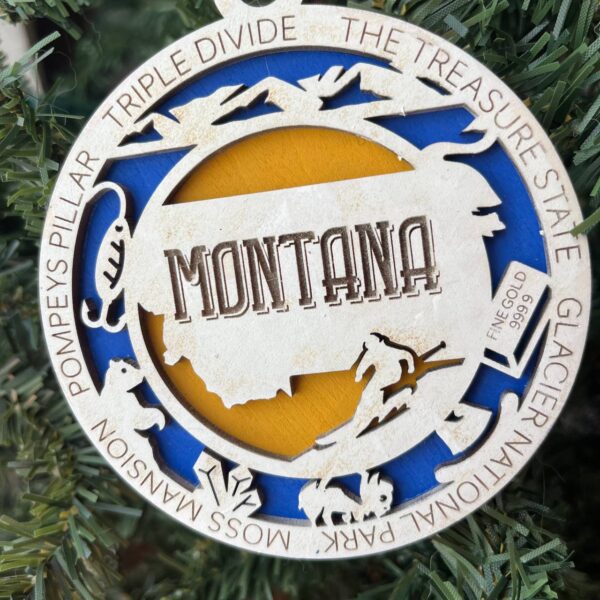 Shop Wyoming Montana State Ornament – 3.25” Round Laser Cut Western Scene Christmas Decoration | Montana Gift for Outdoor Enthusiasts, Ranchers & Treasure State Travelers