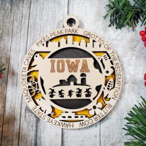 Shop Wyoming Iowa State Christmas Ornament – 3.25” Farm-Themed Wood Ornament | Handmade Midwest Holiday Decor | Rustic Iowa Gift | Hawkeye State Souvenir