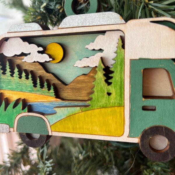 Shop Wyoming Rustic RV Camper Christmas Ornament – Hand-Painted 4-Layer Wooden Motorhome Holiday Decor
