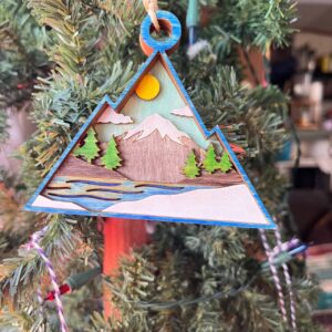 Shop Wyoming Rustic Mountain Christmas Ornament – Hand-Painted 4-Layer Wooden Nature Scene