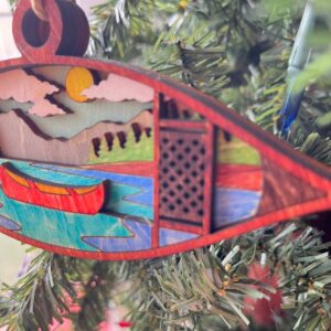 Shop Wyoming Rustic Canoe Christmas Ornament – Hand-Painted 4-Layer Wooden Lake and Mountain Scene