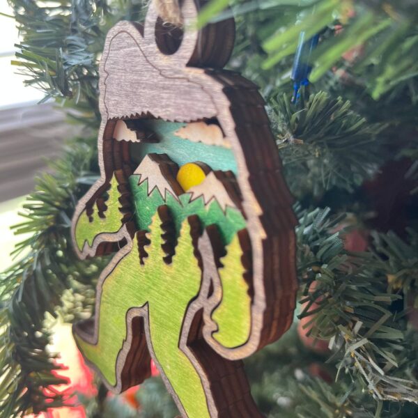 Shop Wyoming Rustic Bigfoot Christmas Ornament – Hand-Painted 4-Layer Wooden Sasquatch Forest Scene