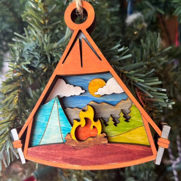 Shop Wyoming Rustic Outdoor Christmas Ornament Set – Hand-Painted 4-Layer Wooden Nature Collection (12 Pieces)