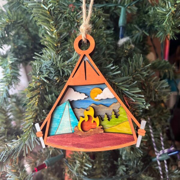 Shop Wyoming Rustic Outdoor Christmas Ornament Set – Hand-Painted 4-Layer Wooden Nature Collection (12 Pieces)
