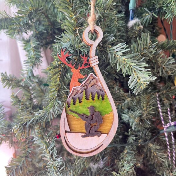 Shop Wyoming Rustic Outdoor Christmas Ornament Set – Hand-Painted 4-Layer Wooden Nature Collection (12 Pieces)