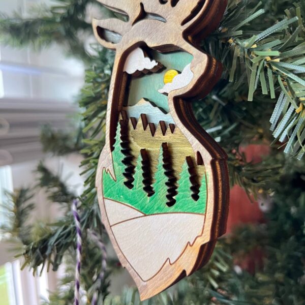 Shop Wyoming Rustic Outdoor Christmas Ornament Set – Hand-Painted 4-Layer Wooden Nature Collection (12 Pieces)