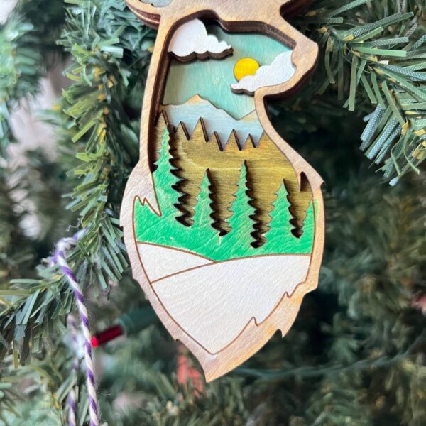 Shop Wyoming Rustic Outdoor Christmas Ornament Set – Hand-Painted 4-Layer Wooden Nature Collection (12 Pieces)