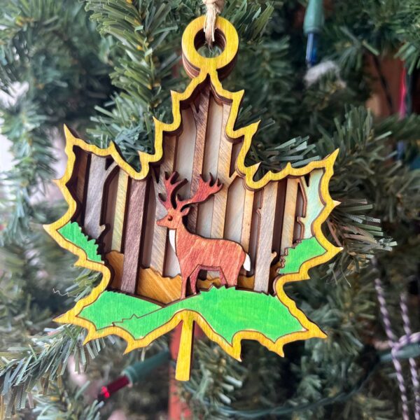Shop Wyoming Rustic Outdoor Christmas Ornament Set – Hand-Painted 4-Layer Wooden Nature Collection (12 Pieces)