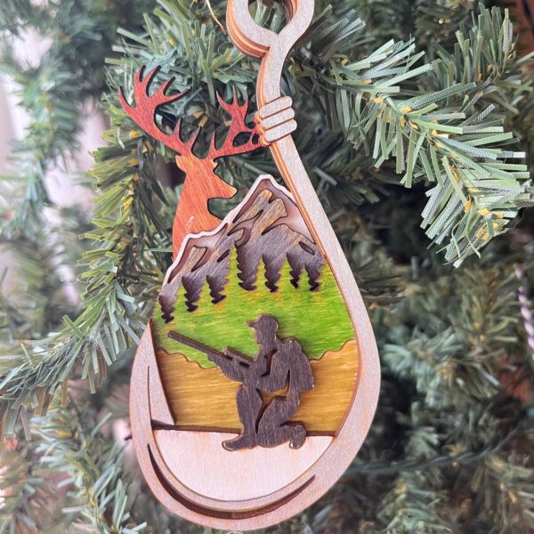 Shop Wyoming Rustic Outdoor Christmas Ornament Set – Hand-Painted 4-Layer Wooden Nature Collection (12 Pieces)