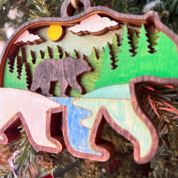 Shop Wyoming Rustic Outdoor Christmas Ornament Set – Hand-Painted 4-Layer Wooden Nature Collection (12 Pieces)
