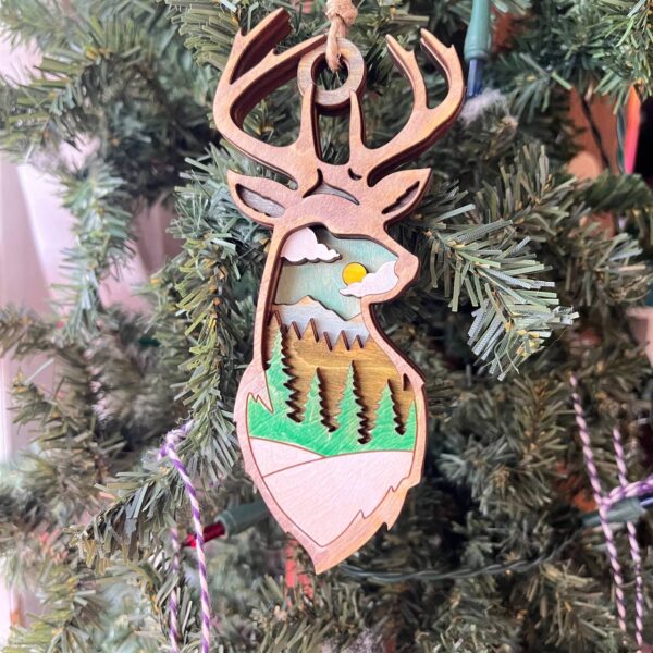 Shop Wyoming Rustic Outdoor Christmas Ornament Set – Hand-Painted 4-Layer Wooden Nature Collection (12 Pieces)