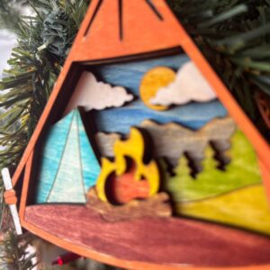 Shop Wyoming Rustic Outdoor Christmas Ornament Set – Hand-Painted 4-Layer Wooden Nature Collection (12 Pieces)