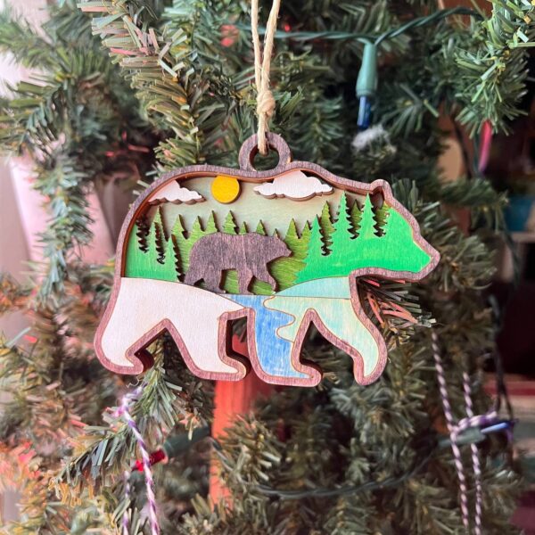 Shop Wyoming Rustic Outdoor Christmas Ornament Set – Hand-Painted 4-Layer Wooden Nature Collection (12 Pieces)