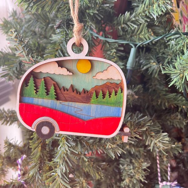 Shop Wyoming Rustic Outdoor Christmas Ornament Set – Hand-Painted 4-Layer Wooden Nature Collection (12 Pieces)