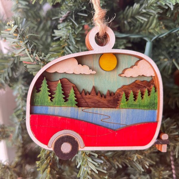Shop Wyoming Rustic Outdoor Christmas Ornament Set – Hand-Painted 4-Layer Wooden Nature Collection (12 Pieces)