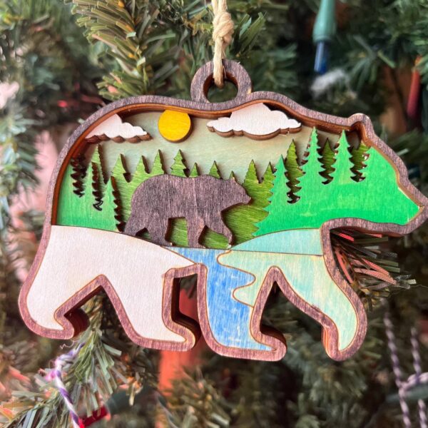 Shop Wyoming Rustic Outdoor Christmas Ornament Set – Hand-Painted 4-Layer Wooden Nature Collection (12 Pieces)