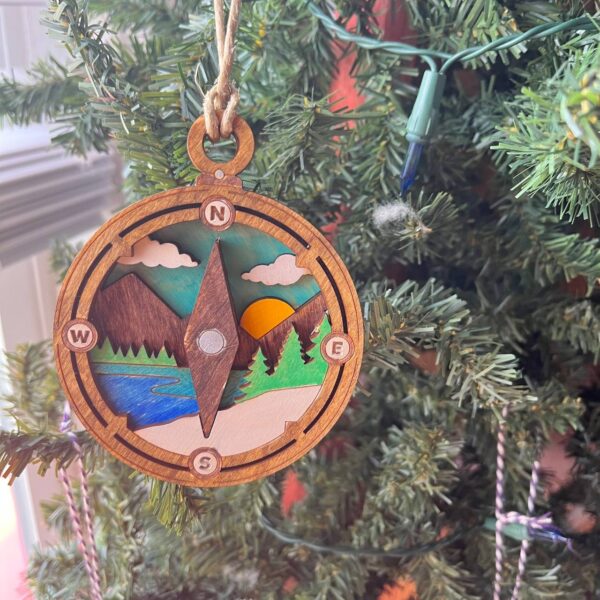 Shop Wyoming Rustic Outdoor Christmas Ornament Set – Hand-Painted 4-Layer Wooden Nature Collection (12 Pieces)