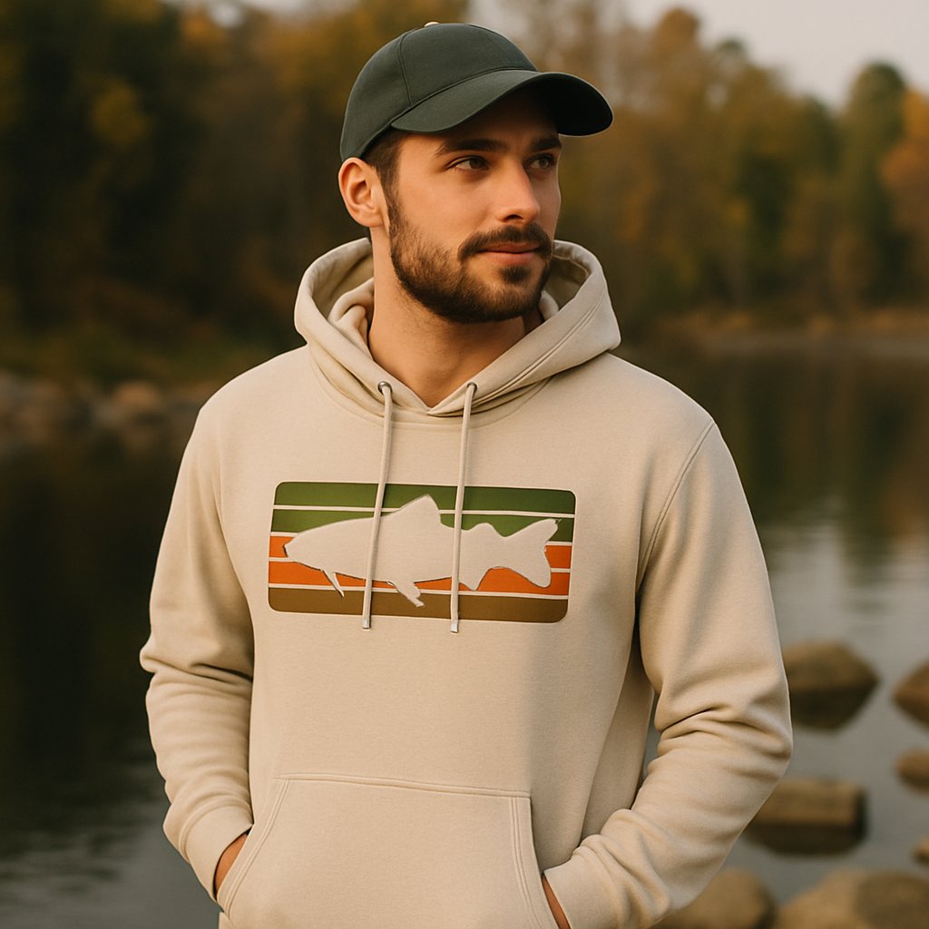 Shop Wyoming Retro Sunset Trout Hoodie Shop Wyoming Retro Sunset Trout Hoodie