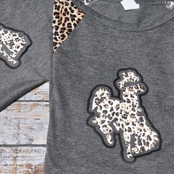 Shop Wyoming Cheetah ~Bucking Horse ~ Grey Raglan Sleeve Tee