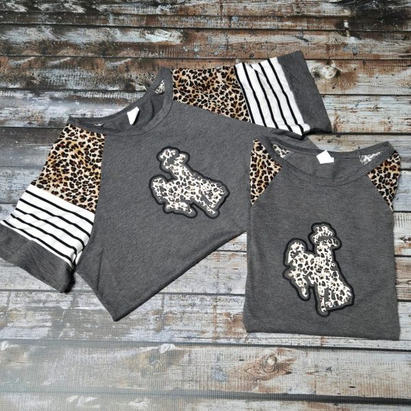 Shop Wyoming Cheetah ~Bucking Horse ~ Grey Raglan Sleeve Tee
