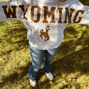 Shop Wyoming Large WYOMING varsity Crewneck Shop Wyoming Large WYOMING varsity Crewneck