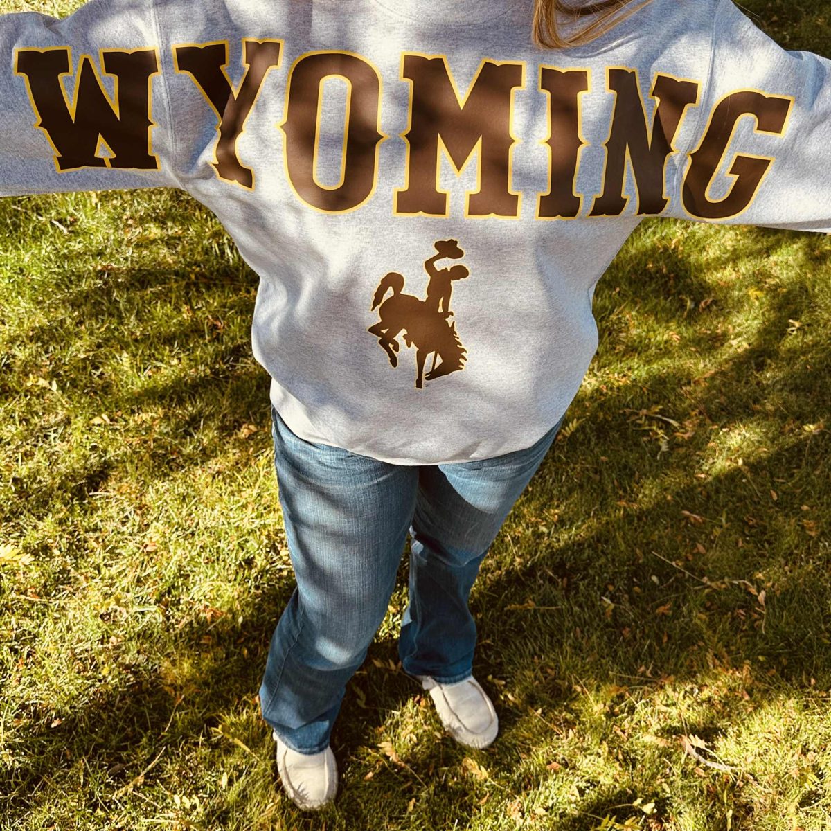 Shop Wyoming Large WYOMING varsity Crewneck Shop Wyoming Large WYOMING varsity Crewneck