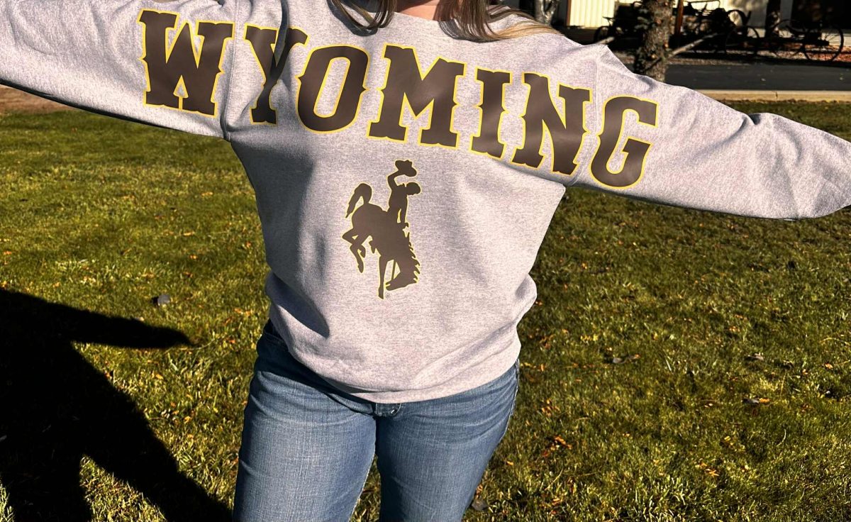 Shop Wyoming Large WYOMING varsity Crewneck Shop Wyoming Large WYOMING varsity Crewneck