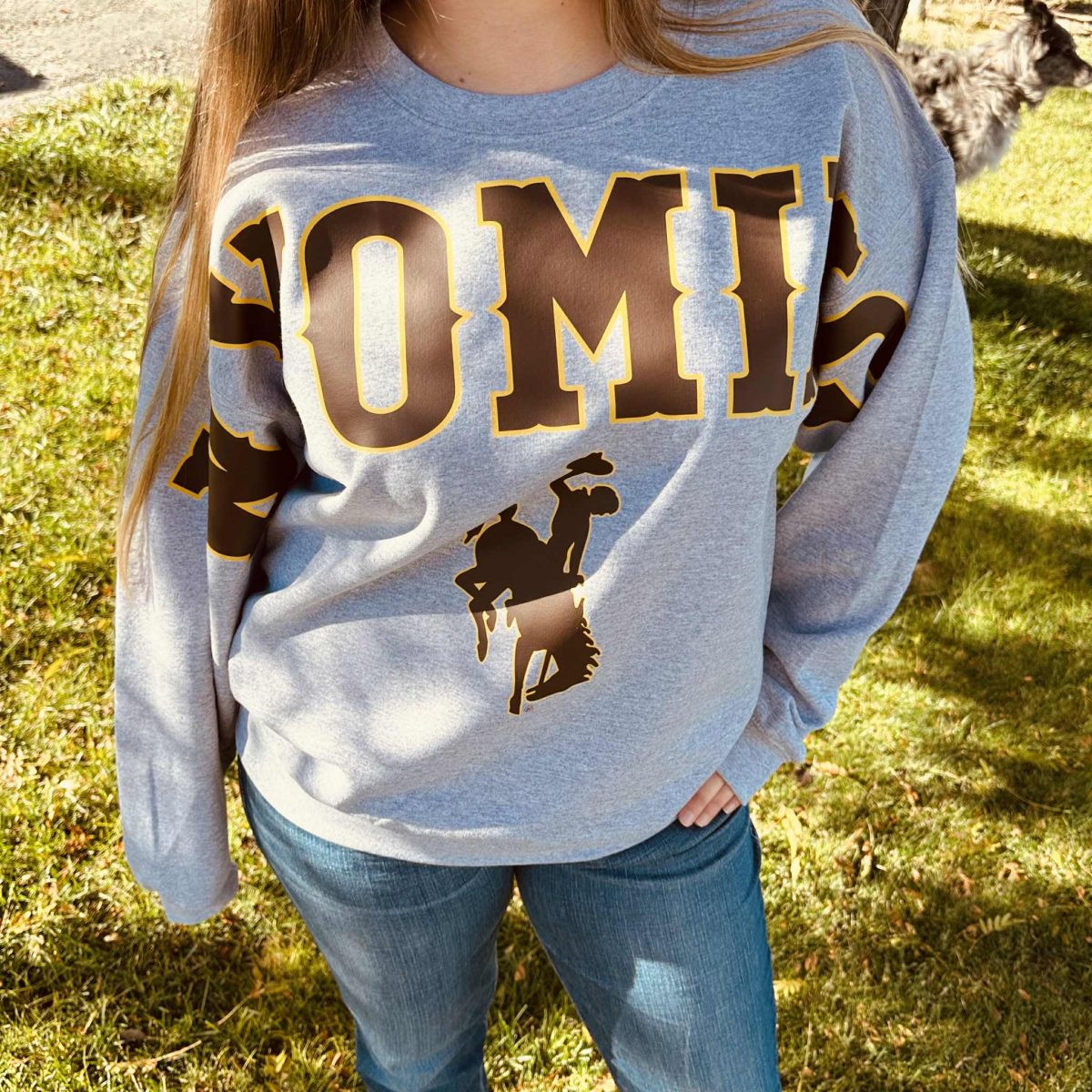 Shop Wyoming Large WYOMING varsity Crewneck Shop Wyoming Large WYOMING varsity Crewneck