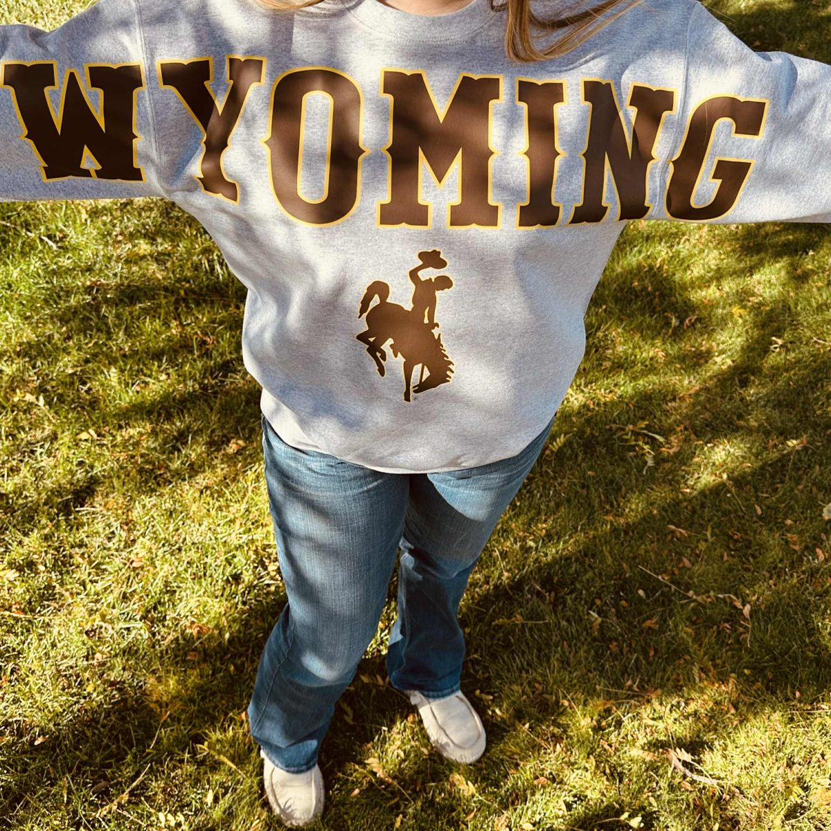 Shop Wyoming Large WYOMING varsity Crewneck Shop Wyoming Large WYOMING varsity Crewneck