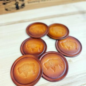 Shop Wyoming Wyoming Bison Full Leather Grain Coaster Set Shop Wyoming Wyoming Bison Full Leather Grain Coaster Set