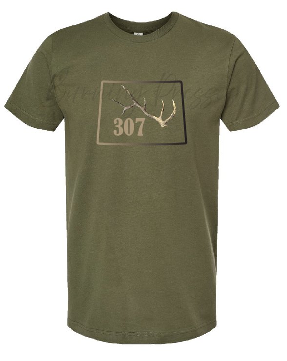 Shop Wyoming Wyoming 307 Authentic bull elk antlers t-shirt or hoodie Shop Wyoming Wyoming 307 Authentic bull elk antlers t-shirt or hoodie