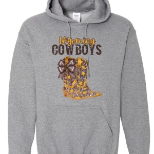 Shop Wyoming Wyoming Cowboys Boot Hoodie with faux glitter