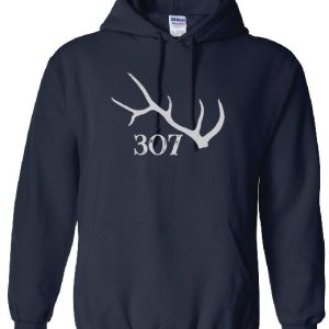 Shop Wyoming 307 Wyoming Bull Elk Antlers Hoodie or T-shirt on Navy