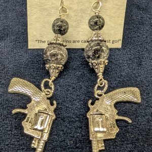 Shop Wyoming Handmade Revolver Charm Earrings Shop Wyoming Handmade Revolver Charm Earrings