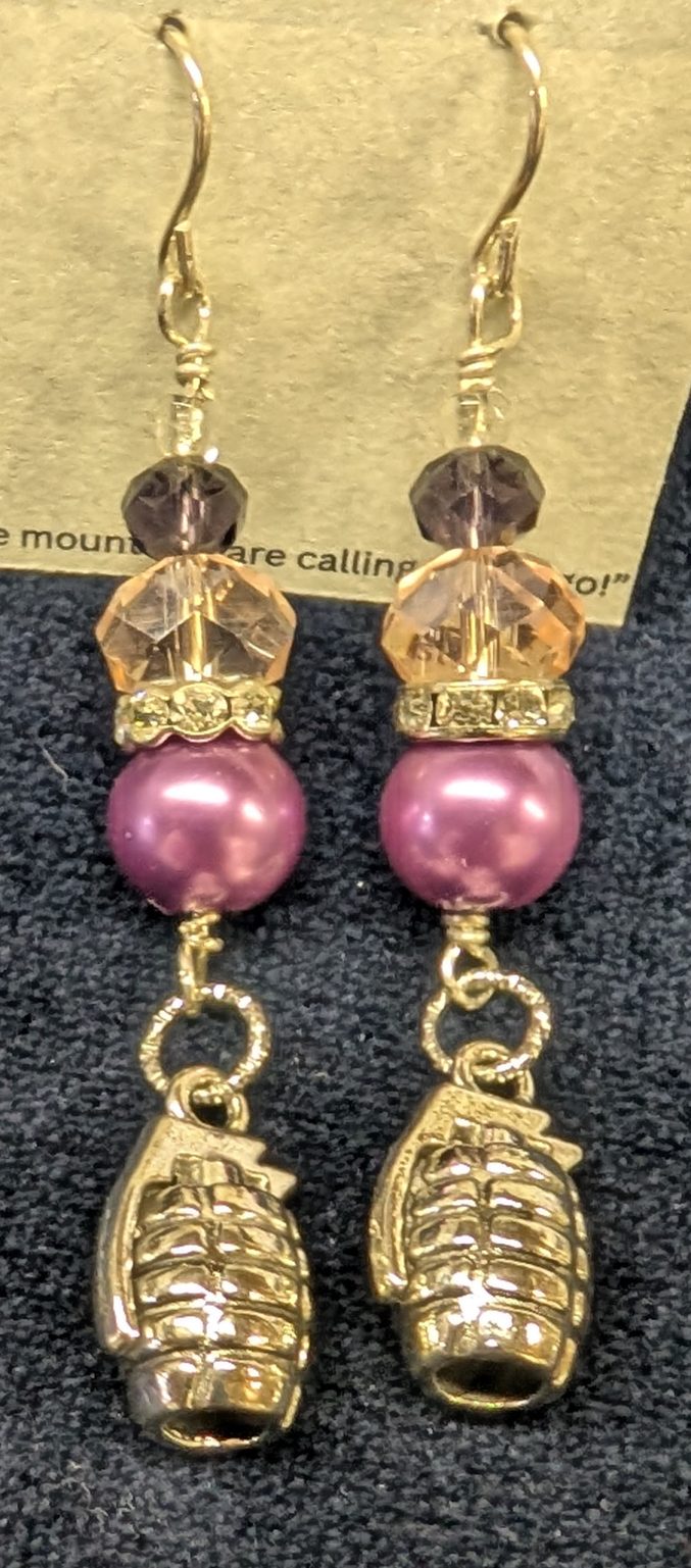 Shop Wyoming Handmade Grenade Charm Earrings Shop Wyoming Handmade Grenade Charm Earrings