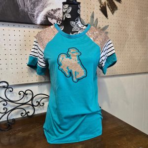 Shop Wyoming Champagne Glitter ~Bucking Horse ~ Jade Raglan Sleeve Tee Shop Wyoming Champagne Glitter ~Bucking Horse ~ Jade Raglan Sleeve Tee