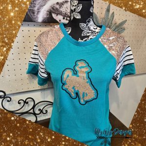 Shop Wyoming Champagne Glitter ~Bucking Horse ~ Jade Raglan Sleeve Tee Shop Wyoming Champagne Glitter ~Bucking Horse ~ Jade Raglan Sleeve Tee