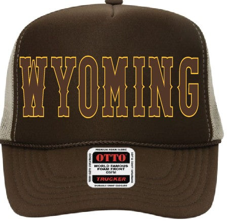 Shop Wyoming Wyoming Varsity Trucker Hat Choose your color Shop Wyoming Wyoming Varsity Trucker Hat Choose your color