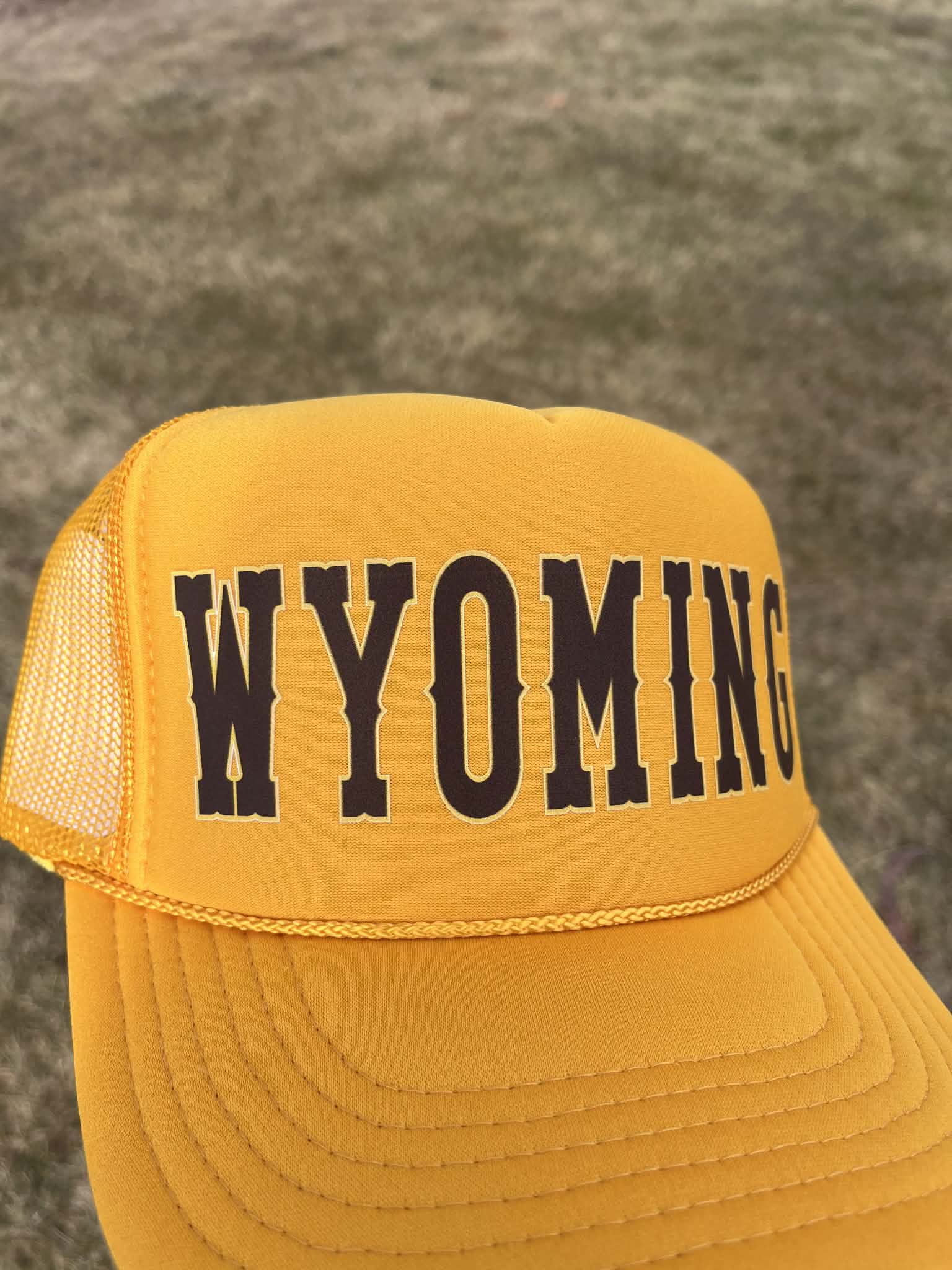 Shop Wyoming Wyoming Varsity Trucker Hat Choose your color Shop Wyoming Wyoming Varsity Trucker Hat Choose your color
