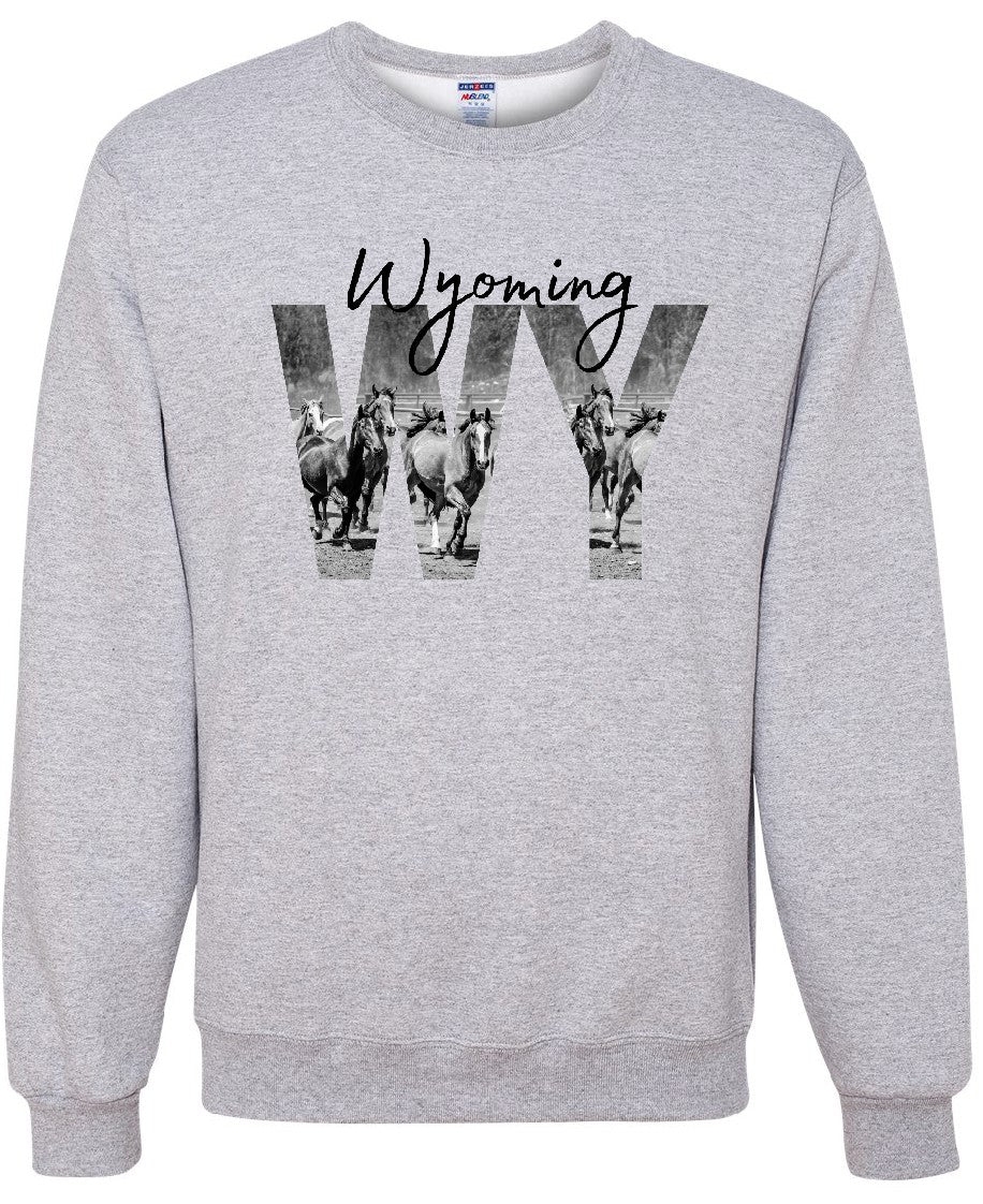 Shop Wyoming WY Wild Horses Crewneck Shop Wyoming WY Wild Horses Crewneck
