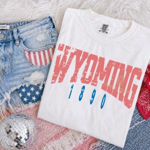 Shop Wyoming Wyoming 1890 distressed on Comfort Colors T-Shirt Shop Wyoming Wyoming 1890 distressed on Comfort Colors T-Shirt