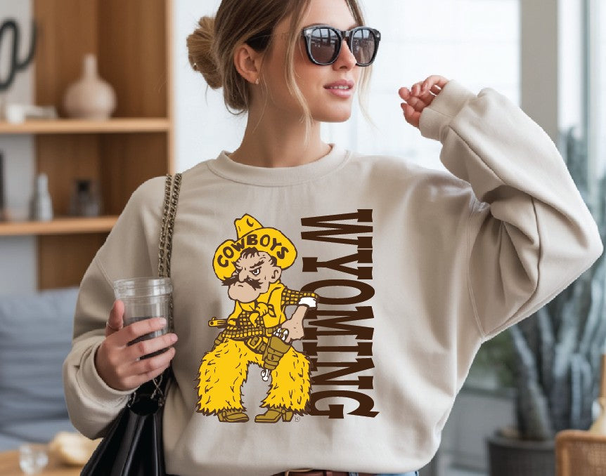 Shop Wyoming WYOMING Pistol Pete Crewneck Shop Wyoming WYOMING Pistol Pete Crewneck
