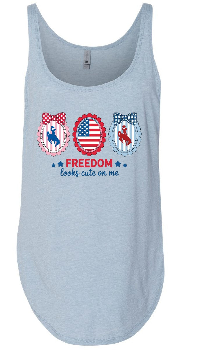 Shop Wyoming Freedom looks cute on me WY style tee or tank Shop Wyoming Freedom looks cute on me WY style tee or tank