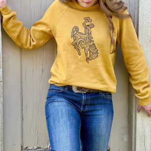 Shop Wyoming Wyoming Bucking horse crewneck Shop Wyoming Wyoming Bucking horse crewneck