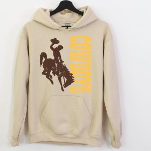 Shop Wyoming Distressed Cowboys Sand Hoodie Shop Wyoming Distressed Cowboys Sand Hoodie